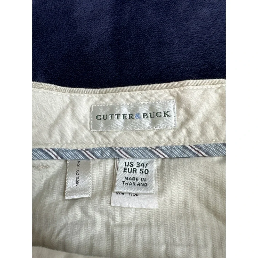 Mens Cutter & Buck Flat Front‎ Khaki Shorts Size 34 Inseam 9